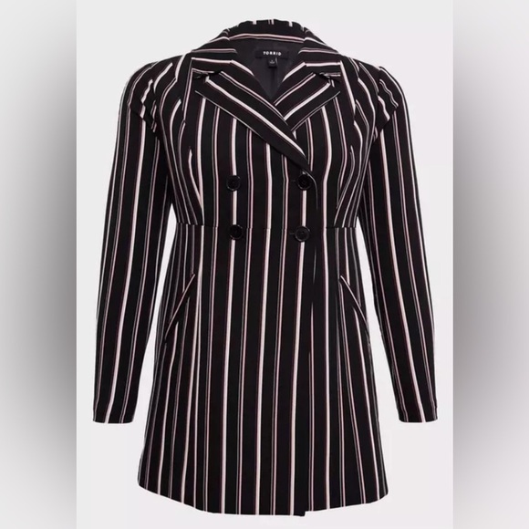 NEW Torrid A Line Double Breasted Striped Jacket Lined Size 2X - Picture 1 of 9